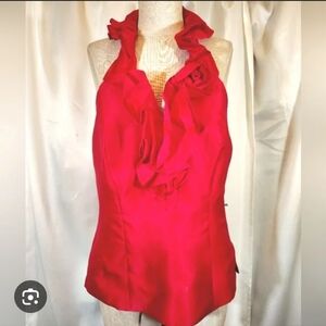 White House Black Market Red SILK Top